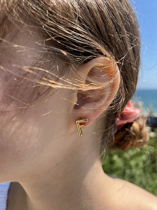 Сережки з логотипом позолота Одеса - фото 1