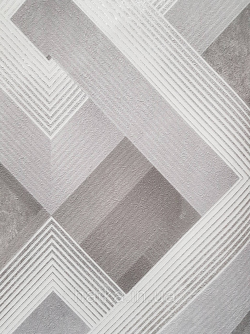 Шпалери вінілові на флізеліні Sintra Simmetria метрові геометрія фігури смуги сірі білі 524541 Київ - фото 3