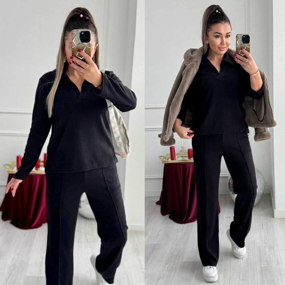 Женский базовый вязаный костюм двойка из ангоры Черный, 50/52 Одесса - изображение 3