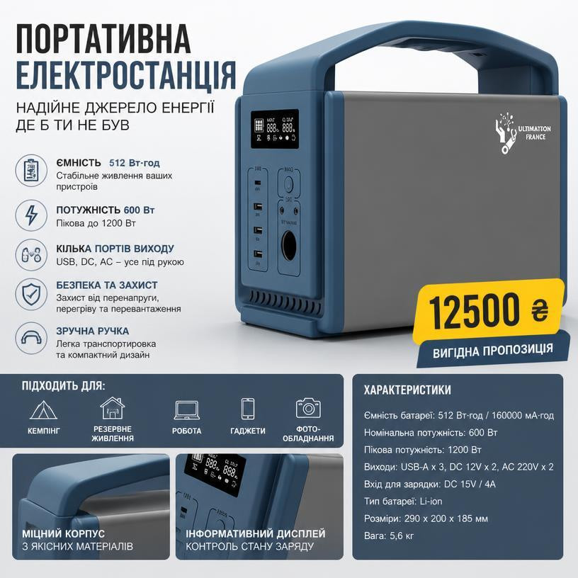Зарядна станція Ultimatron Powercube Portable ULT-500 Коломия - фото 1