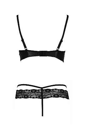 Комплект белья из латекса Passion NORTH SET с кружевной отделкой, черный, S/M Sex Aura Киев