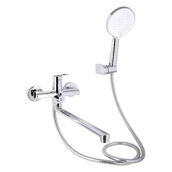 Змішувач для ванни Qtap Evia з довгим поворотним виливом (з душовим гарнітуром) QTEVI260CRM47579 Chrome Київ