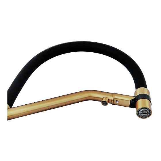 Змішувач для кухні з силіконовим виливом Zerix MAG-021 Brushed Gold Refl.Black з нержавіючої сталі  SUS304 з виходом для питної Харків
