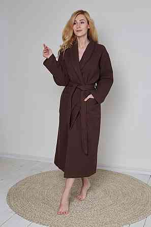 Халат вафельний Ideal Textile довгий коричневий (56860624) XL Чернівці