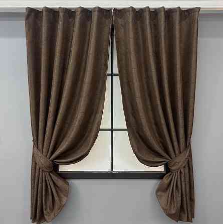 Комплект коротких штор VR-Textil Жаккард Viva Marmo № 1783ш Коричневый 130х170 см 2 шт (35-0371) Киев