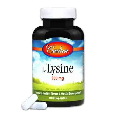 Аминокислота Carlson Лизин 500мг, L-Lysine, 100 капсул (CL6881) Винница