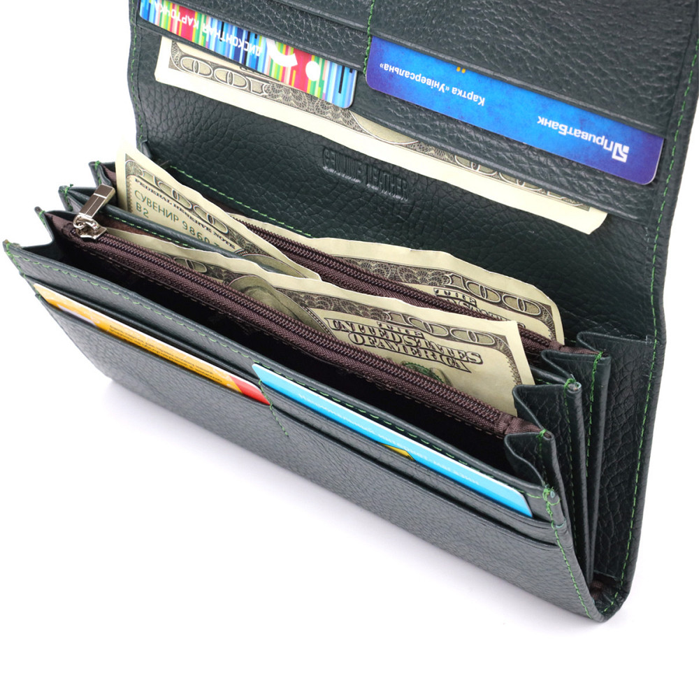 Модний гаманець для жінок із натуральної шкіри Зелений (ST Leather) Київ - фото 1