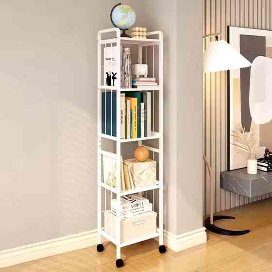 Стеллаж для кладовой,ванной комнаты,кухни полка напольная передвижная на колесах 5 ярусов 33х25х141 см Каменец-Подольский