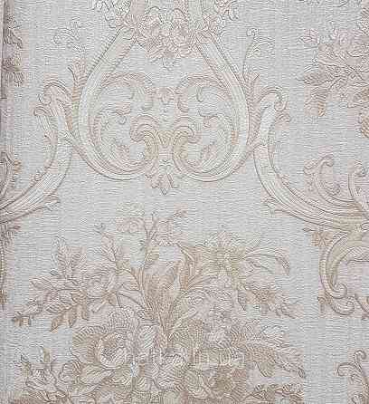 Шпалери вінілові на флізеліні AdaWall Seyyah 1.06х10 квіти в горщику вензеля структурні золотисті на кремовому Київ
