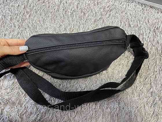 Шкіряна чоловіча сумка бананка чорного кольору Puos Київ