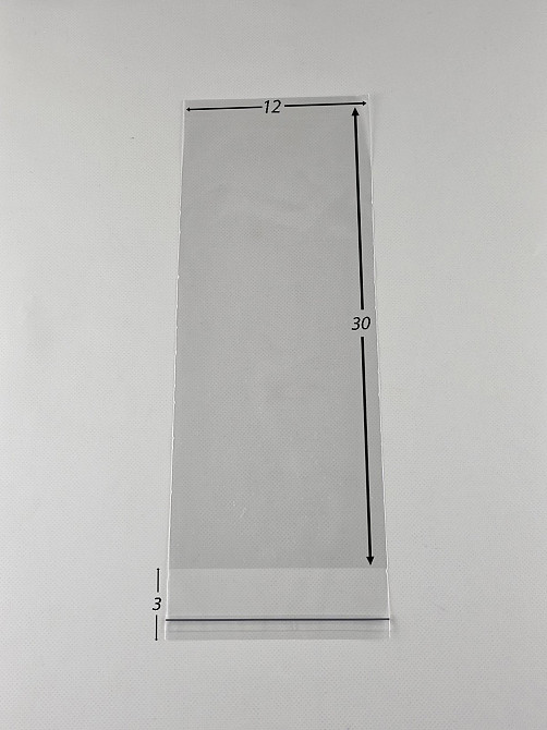 Пакеты БОПП для упаковки прозрачные с клейкой лентой 12*30+3\25мк +скотч (1000 шт) Харьков - изображение 3