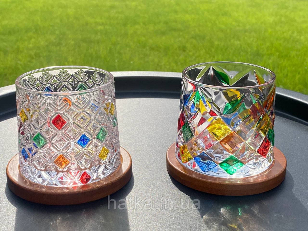 Склянка-доф "Льодяні квіти" з дерев'яною підставкою 275 мл ОБЕРТАЮТЬСЯ для дому та ресторану Київ - фото 3