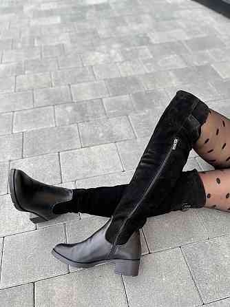 Vesna Ботфорти жіночі VESNA 2411/3 чорні (зима, шкіра+замша натуральна) (4885) 37р.40р. 40 Коломыя