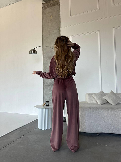 Женский повседневный костюм двойка: кофта и штаны велюр Какао, 46/48 Одесса - изображение 9