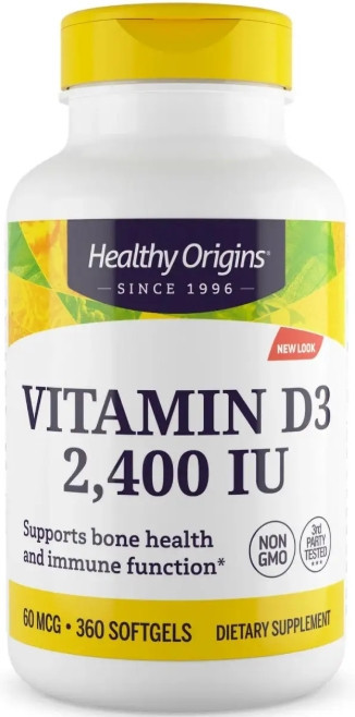 Витамин D3 с маслом МСТ Healthy Origins Vitamin D3 2400 МЕ 360 гел капс Киев - изображение 1