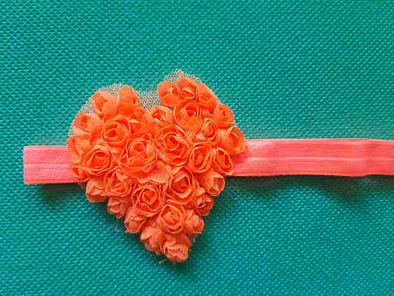 Детская повязка оранжевая - сердечко 7см, размер универсальный (на резинке) Киев