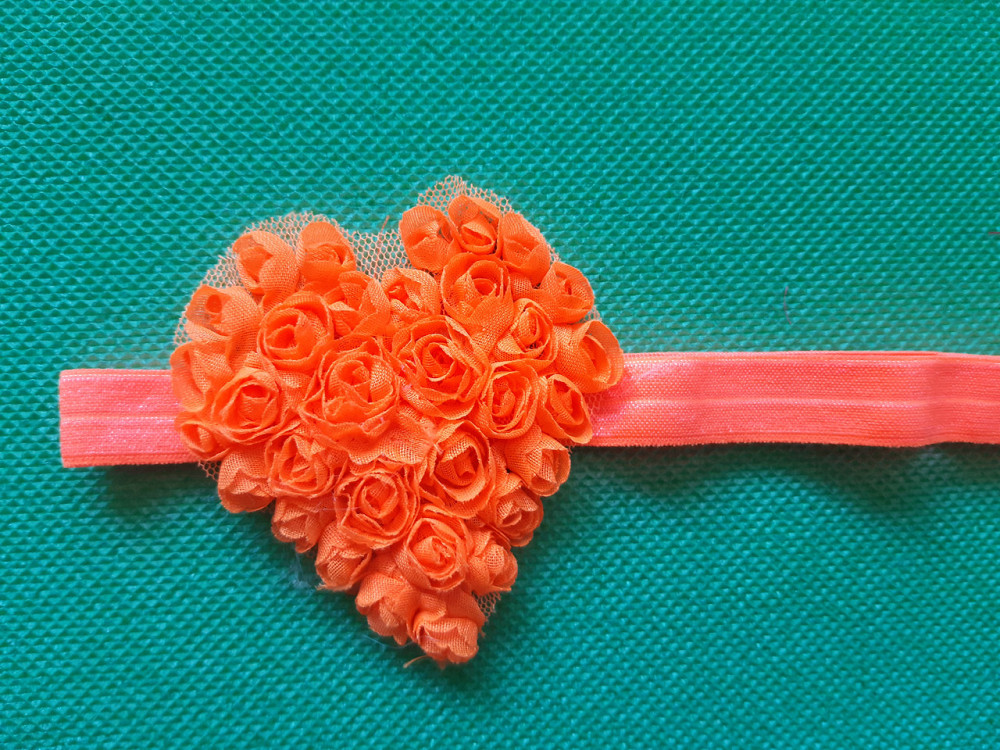 Детская повязка оранжевая - сердечко 7см, размер универсальный (на резинке) Киев - изображение 1