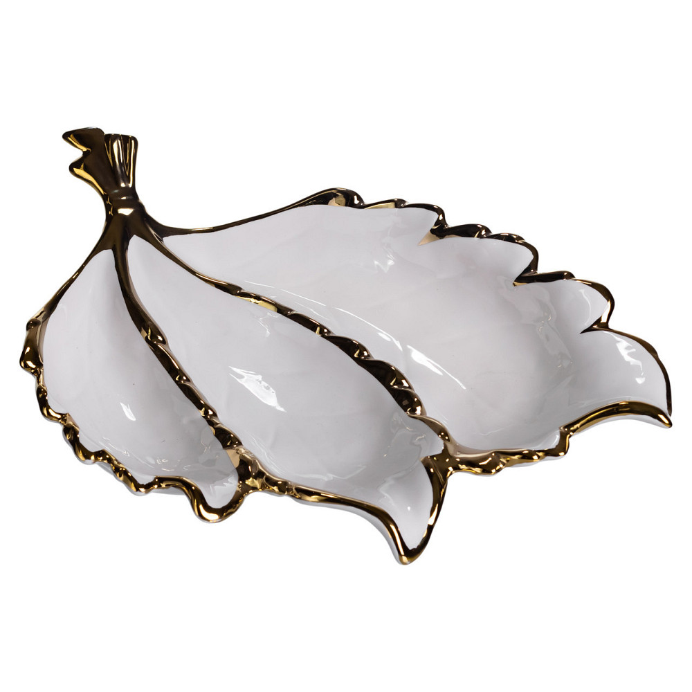 Менажниця фарфоровая на 3 секції з золотом 40×25 см Київ - фото 2