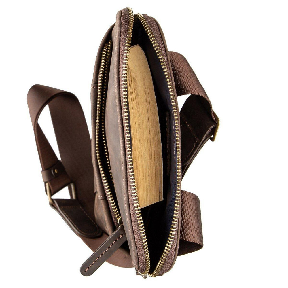 Стильный мужской мессенджер из винтажной кожи Shvigel 11180 Коричневый Киев - изображение 4