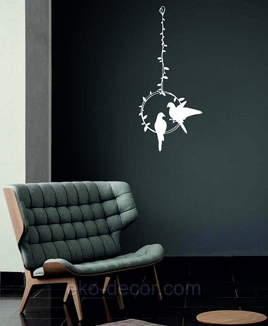 Декоративное настенное Панно «Две птички», Декор на стену 70*30 см, Белый Киев - изображение 1