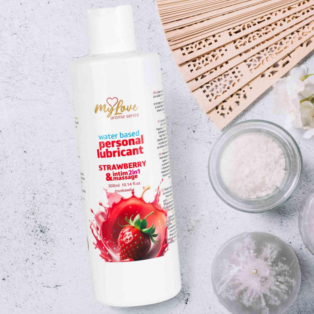 2в1 лубрикант та масажний гель - MyLove Aroma Series Intim&Massage Strawberry, 300 мл Sex Aura Київ - фото 3