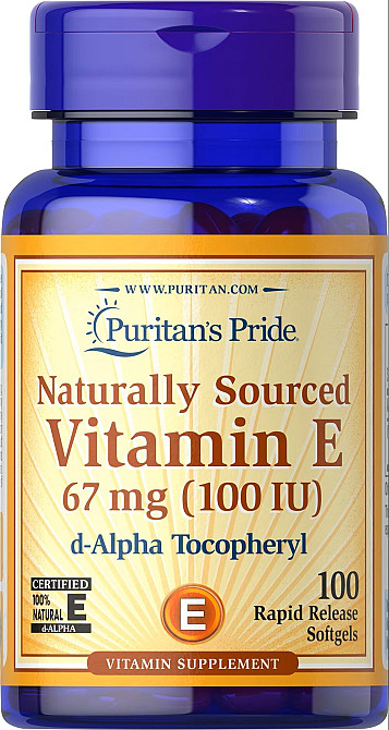 Вітамін Е Puritan's Pride Vitamin E-100 I.U 100% Natural 100softgels Луцьк - фото 1