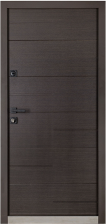 Двері вхідні з терморозривом Бастіон РУБІКОН Б-330 RAL 8019 / ПВХ венге горизонт темний 860х2050 мм Київ