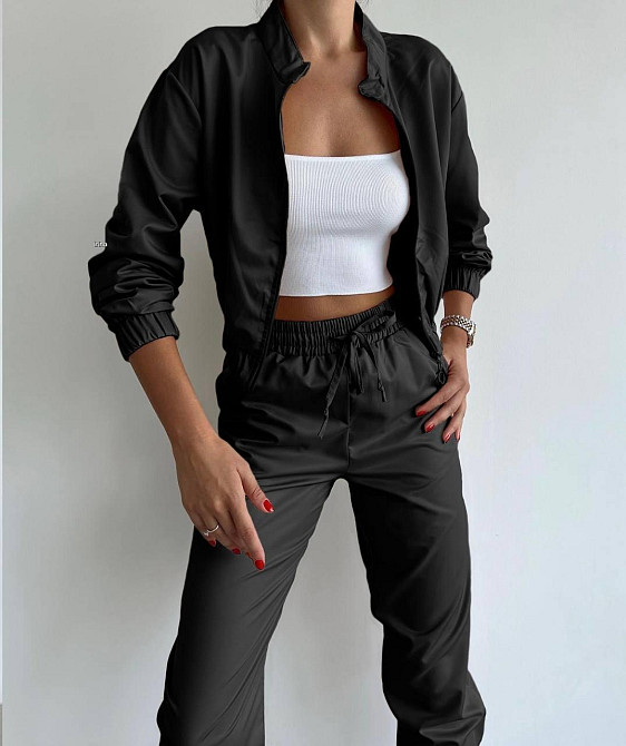 Жіночий стильний повсякденний костюм турецька плащівка Чорний, 44/46 Одеса - фото 2