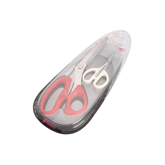 Ножницы портновские из нержавеющей стали с пластиковой ручкой для шитья, набор ножниц 2в1, красного цвета Каменец-Подольский - изображение 1