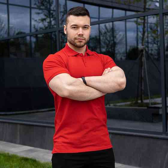 Чоловіча футболка поло червона Pobedov Loft Київ