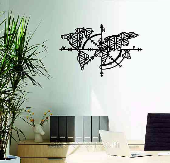 Декоративне настінне 3D Панно «Карта Компас», Декор на стіну з об'ємом Київ