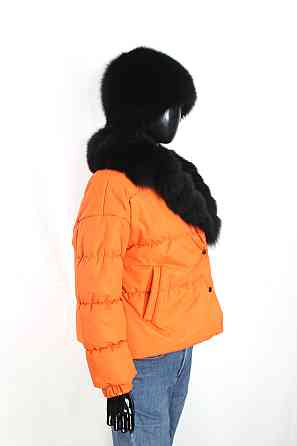 Демисезонная женская куртка з меховым воротним Оранжевый 50 Харьков