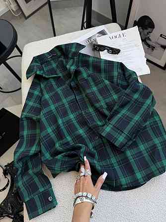 Жіноча класична картата сорочка оверсайз крою костюмний тіар Одеса