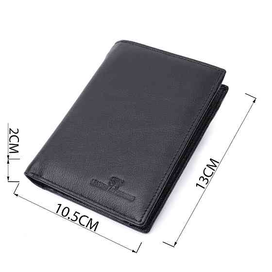Вертикальне чоловіче портмоне з натуральної шкіри ST Leather 22733 Чорний Київ
