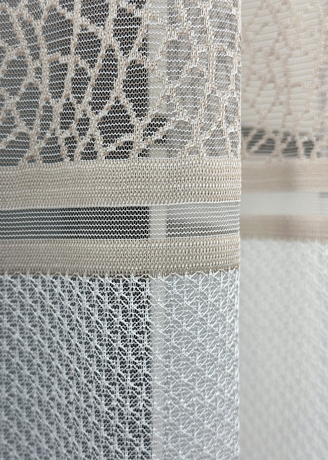 Короткий тюль VR-Textil 1948т Жаккард Белый с капучино 300х145 см (42-0904) Киев - изображение 5