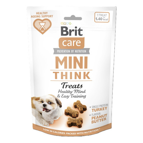 Ласощі Brit Care Mini Treats Think для собак малих порід для розумових здібностей індичка смак арахісове масло 50 г Київ - фото 1