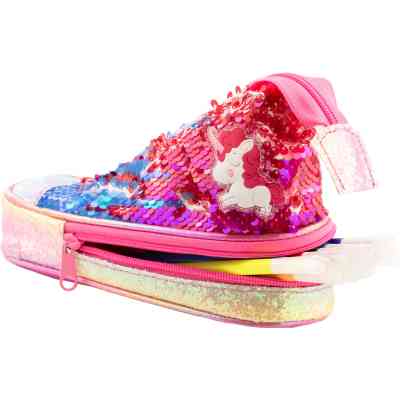 Пенал Cool For School у формі кеда з паєтками 2 відділення Рожевий (5987-pink) Вінниця