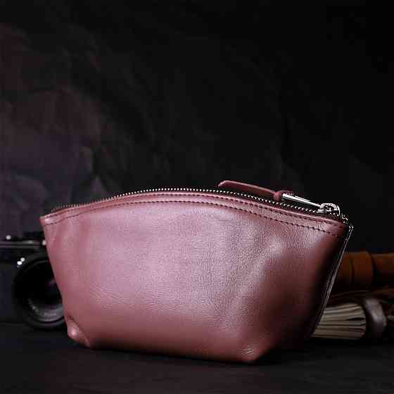 Чарівна жіноча шкіряна косметичка GRANDE PELLE 16793 Пудровий Київ