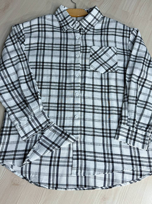 Сорочка жіноча Baoyu 225-1 в клітинку оверсайз фланель, білий, one size Київ - фото 5