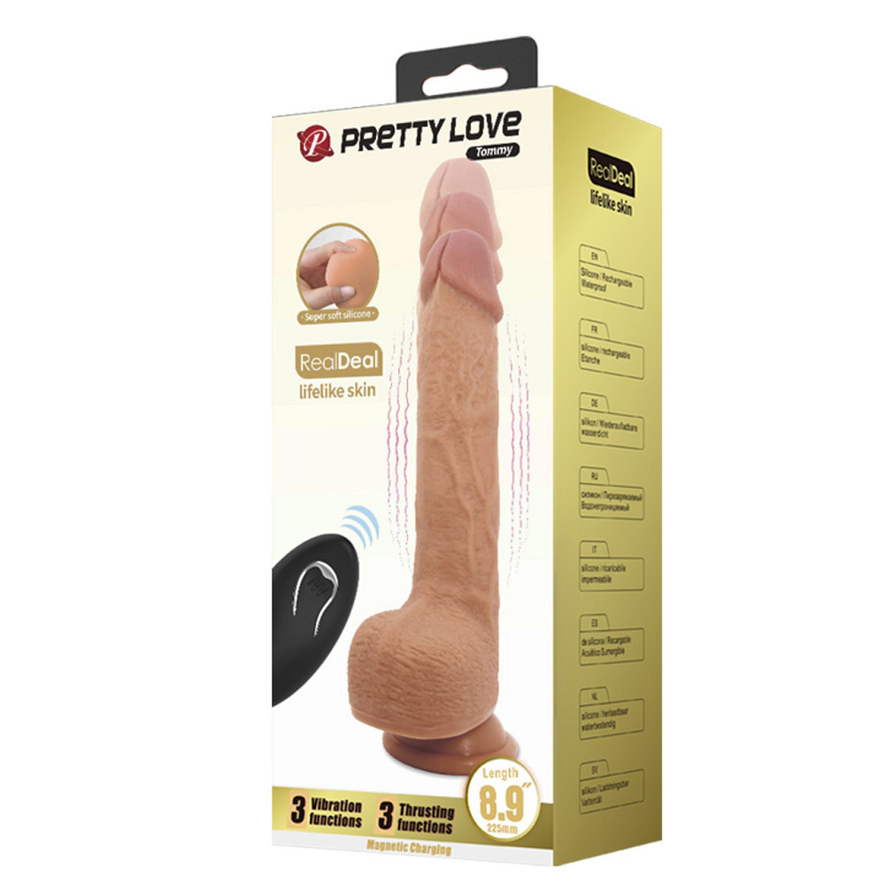 Вібратор на присосці PRETTY LOVE - Tommy 8,9'' Light Brown, 3 vibration functions 3 Sex Aura Київ - фото 9