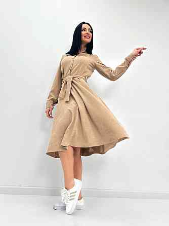 Вельветовое платье миди Ofelia 46-48, Трехнитка начес, Бежевый Киев
