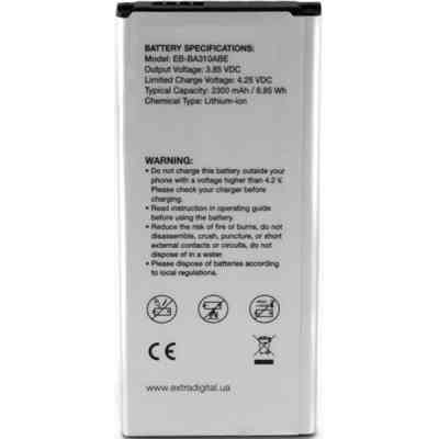 Аккумуляторная батарея Extradigital Samsung Galaxy A3 2016 Duos (EB-BA110ABE) 2300 mAh (BMS6423) Винница