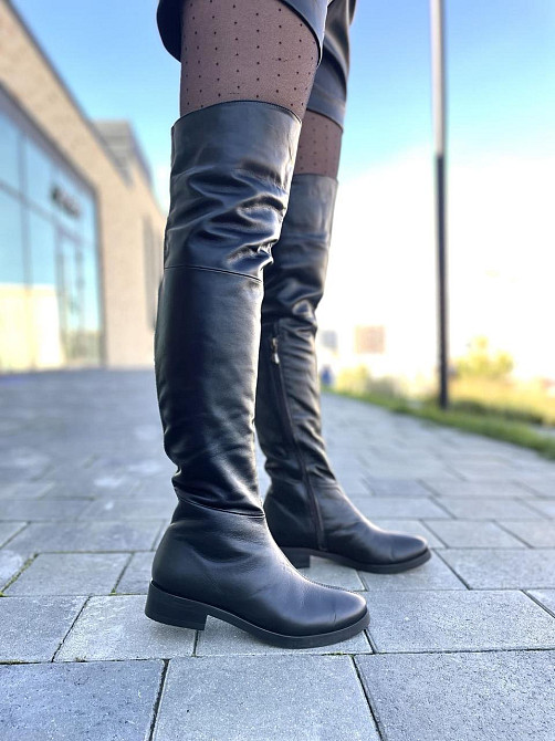 Nivelle Ботфорти зимові жіночі з натуральної шкіри чорні на низькому ходу, наповнювач хутро 300 Коломыя - изображение 10