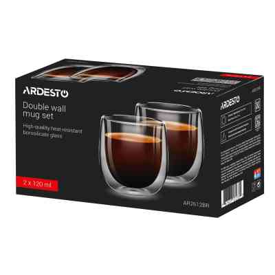 Набір склянок Ardesto з подвійними стінками BR 120 мл 2 шт прозорий (AR2612BR) Вінниця