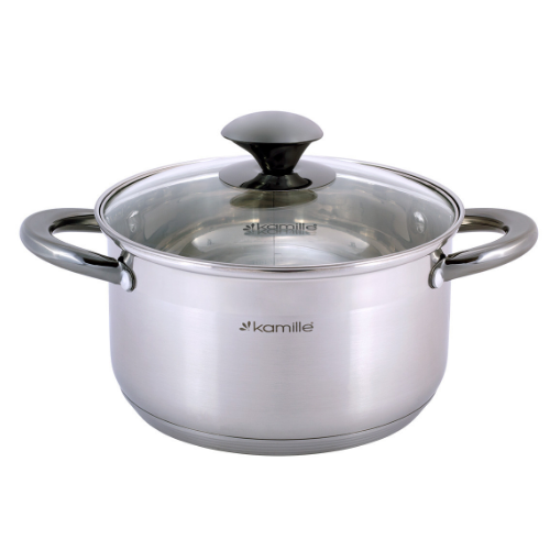 Набір каструль 4 предмети (каструлі 1,5/3л) нержавіюча сталь порожнисті чорні ручки 4925 KAMILLE Житомир