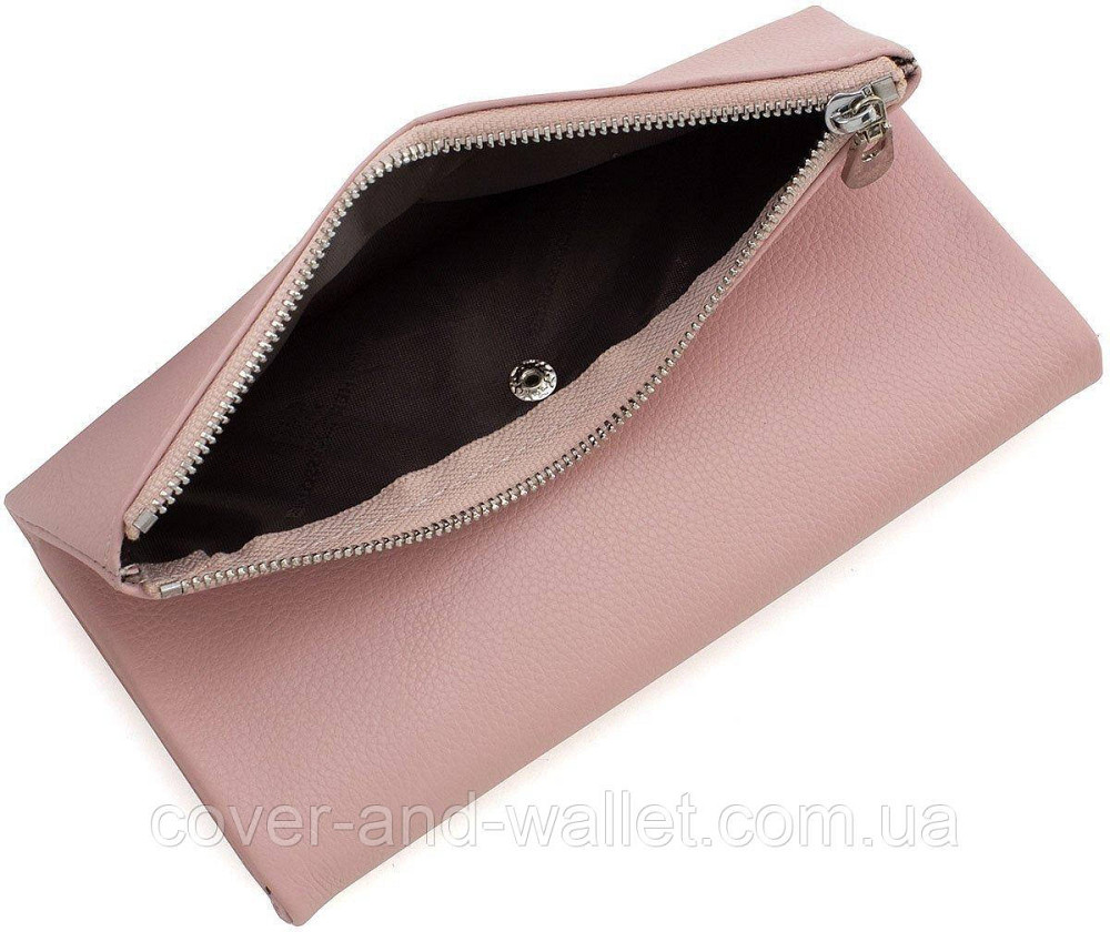 Гарний пудровий жіночий гаманець на кнопці та змійці ST Leather 269 Київ - фото 5