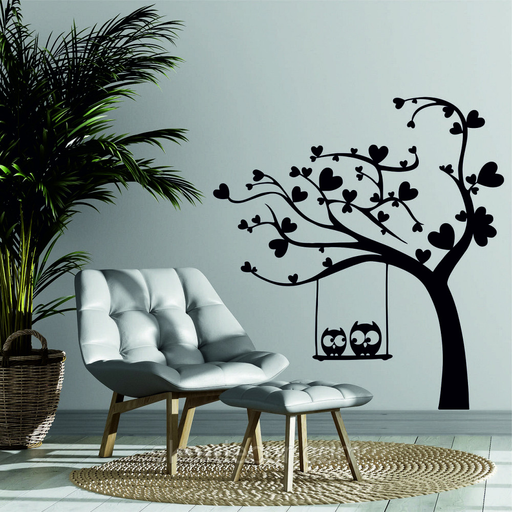 Декоративное настенное Панно «Совы на ветке», Декор на стену 70*51 см, Черный Киев - изображение 1