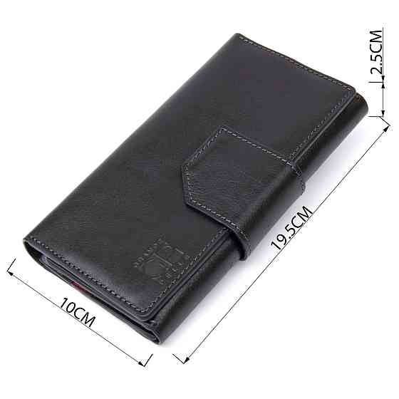 Шкіряне глянсове портмоне GRANDE PELLE 11471 Чорний Київ