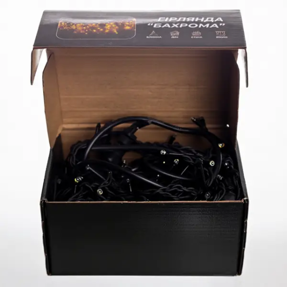 Гірлянда бахрома 12 м, 200 LED, чорний провід Київ