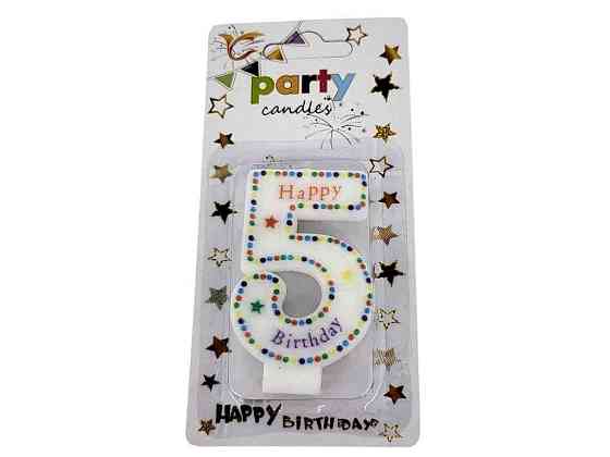 Свеча-цифра 5 Happy Birthday точка арт.068 ТМ PRC Киев